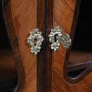 Showcase in precious wood marquetry, Louis XV Transition style.