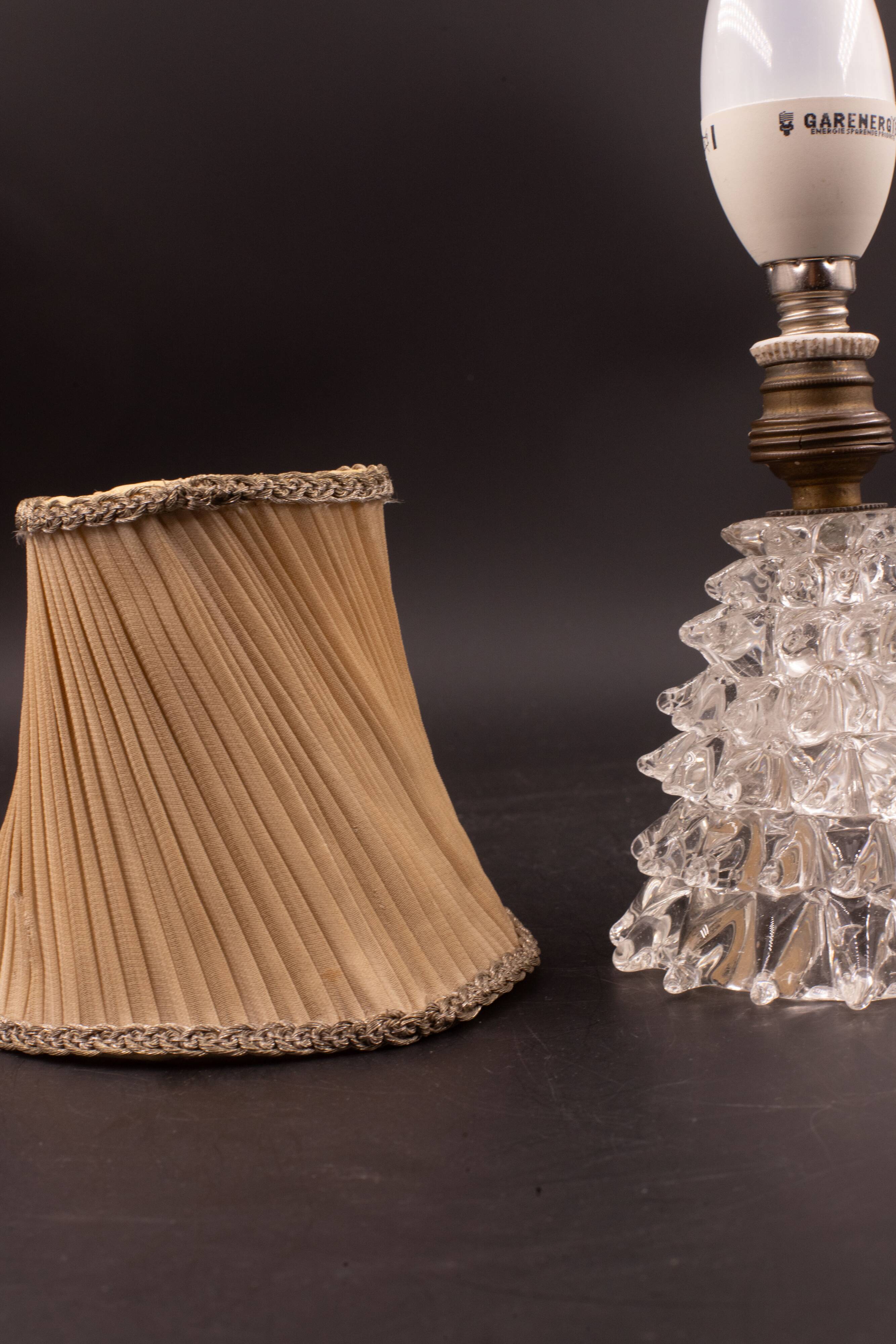 Lampe de table dans un vase en verre de murano rostrato pour barovier & toso, années 1940