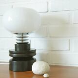 Vintage mid century modern space age Japandi wooden table lamp redesign