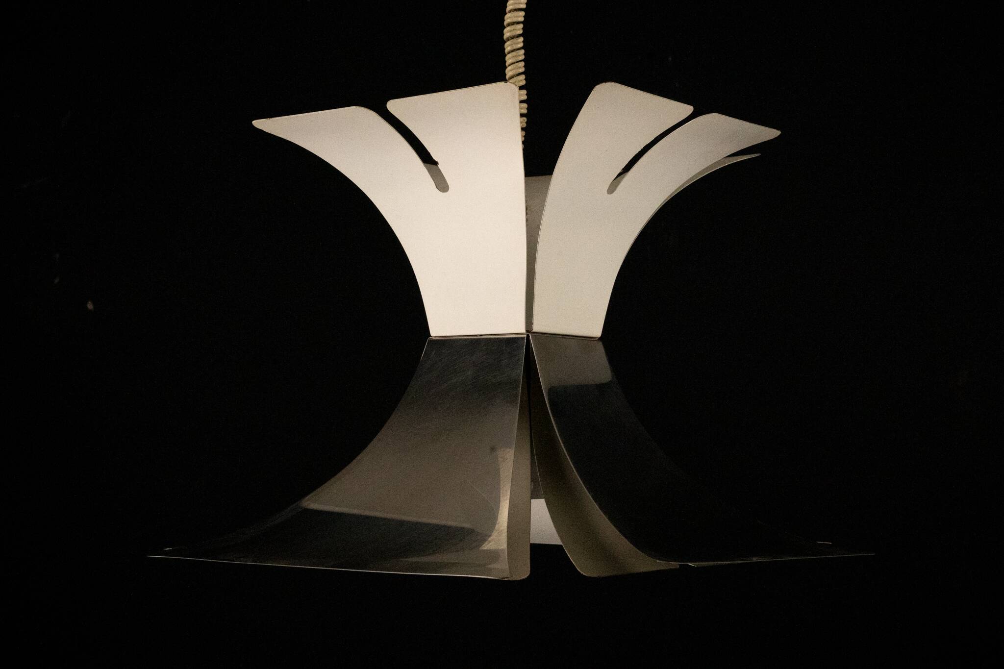 1970s Goffredo Reggiani Style Lacquer & Chrome Chandelier