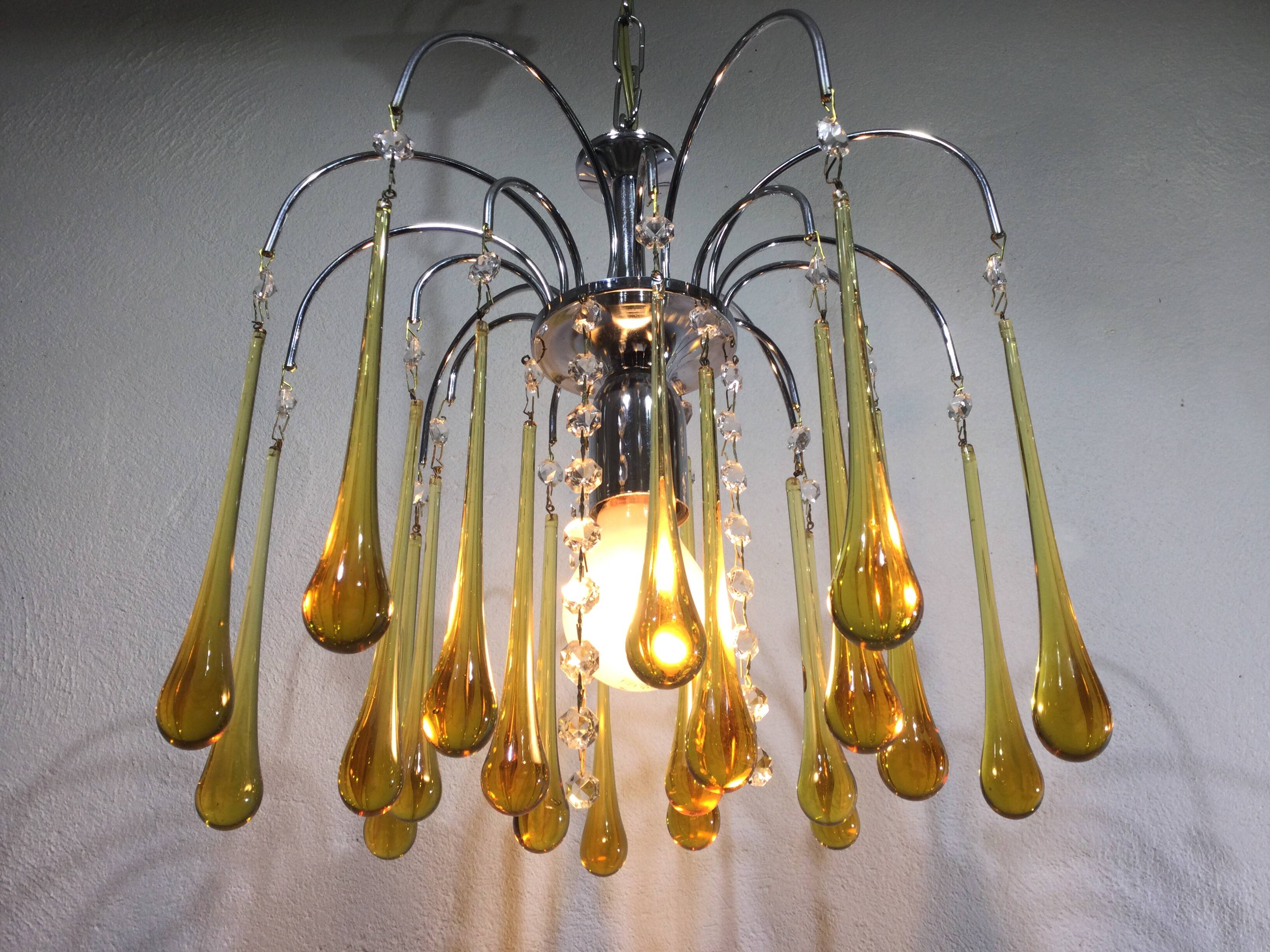 Murano chandelier drops in amber crystal