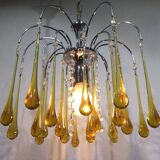 Lustre murano gouttes en cristal ambre