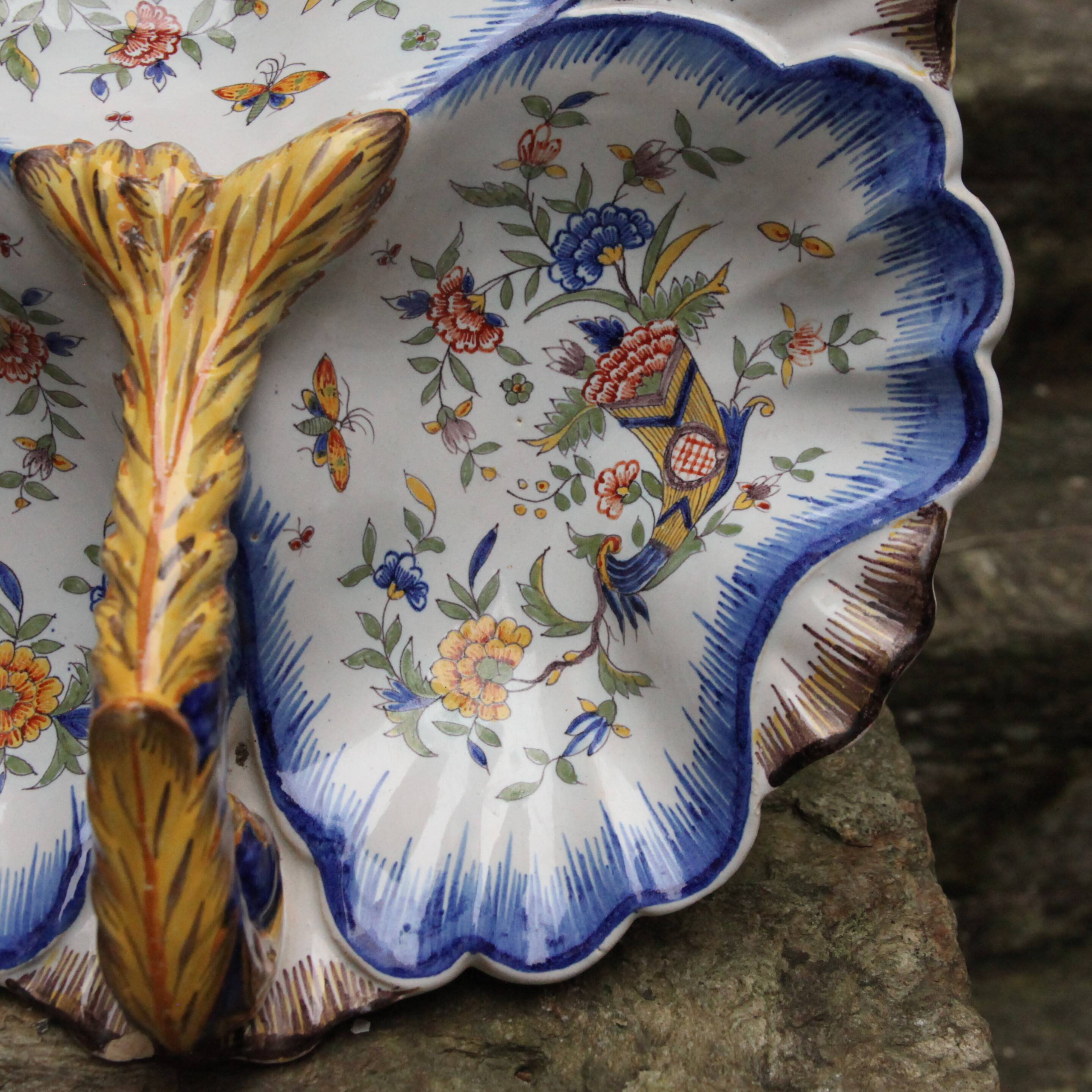 Rouen earthenware hors d'oeuvre dish