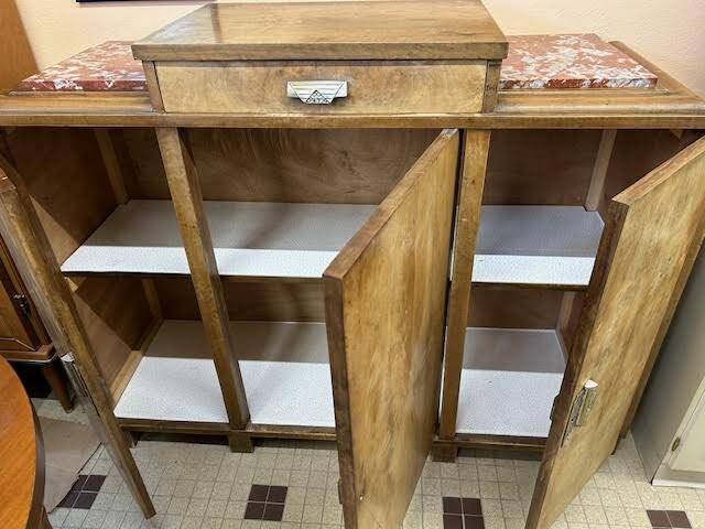 Buffet Art Déco en bois et marbre