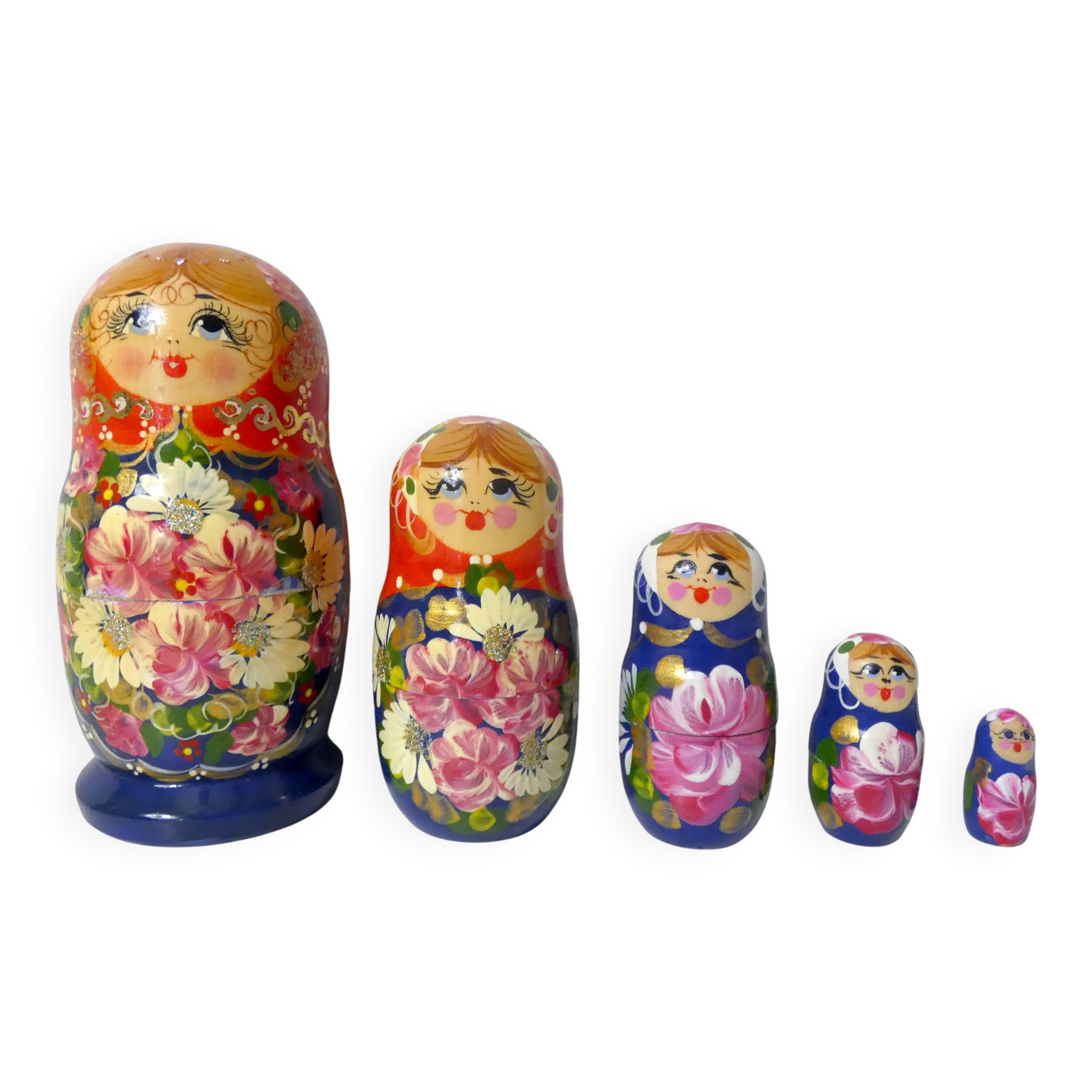 Vintage Russian Dolls Folk Art Matryoshka Complete