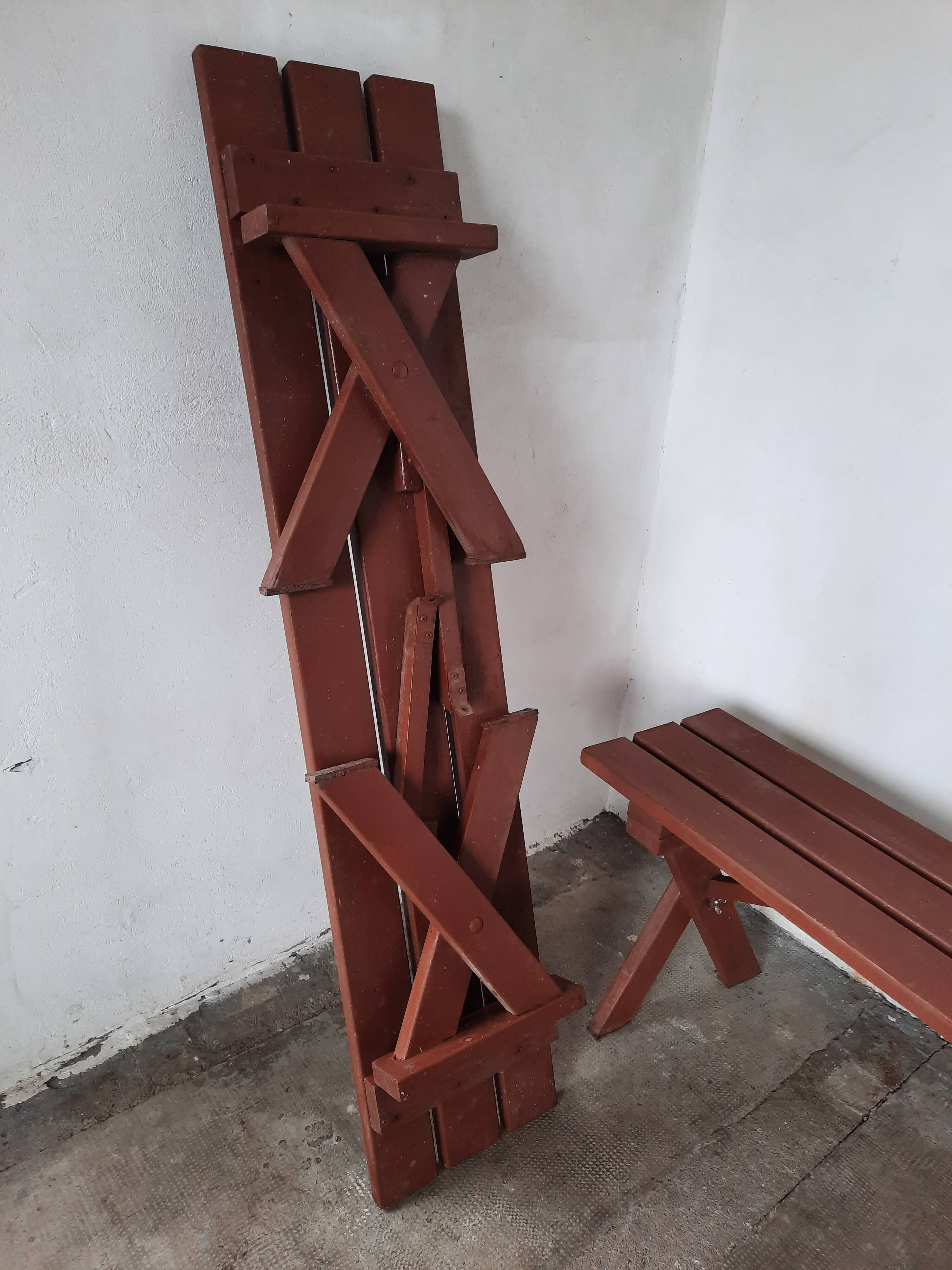 Paire de bancs pliant de  jardin  en bois