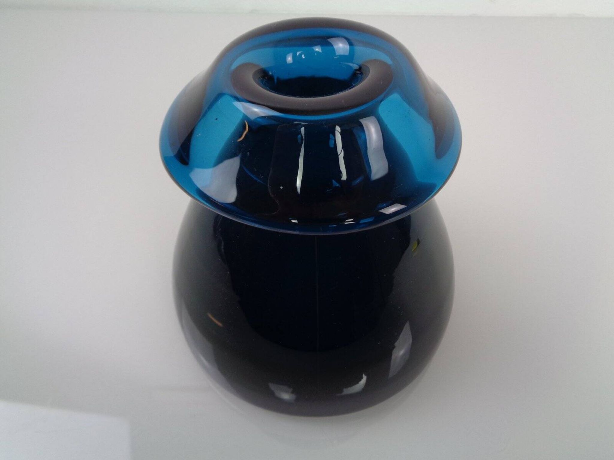 Hand-Blown Blue Glass Vase, Italy, 1960s