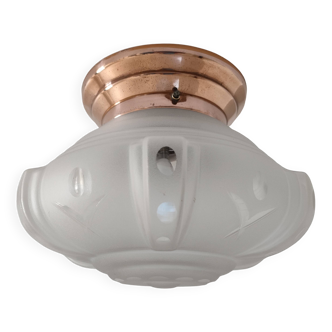 Art Deco glass and copper ceiling light