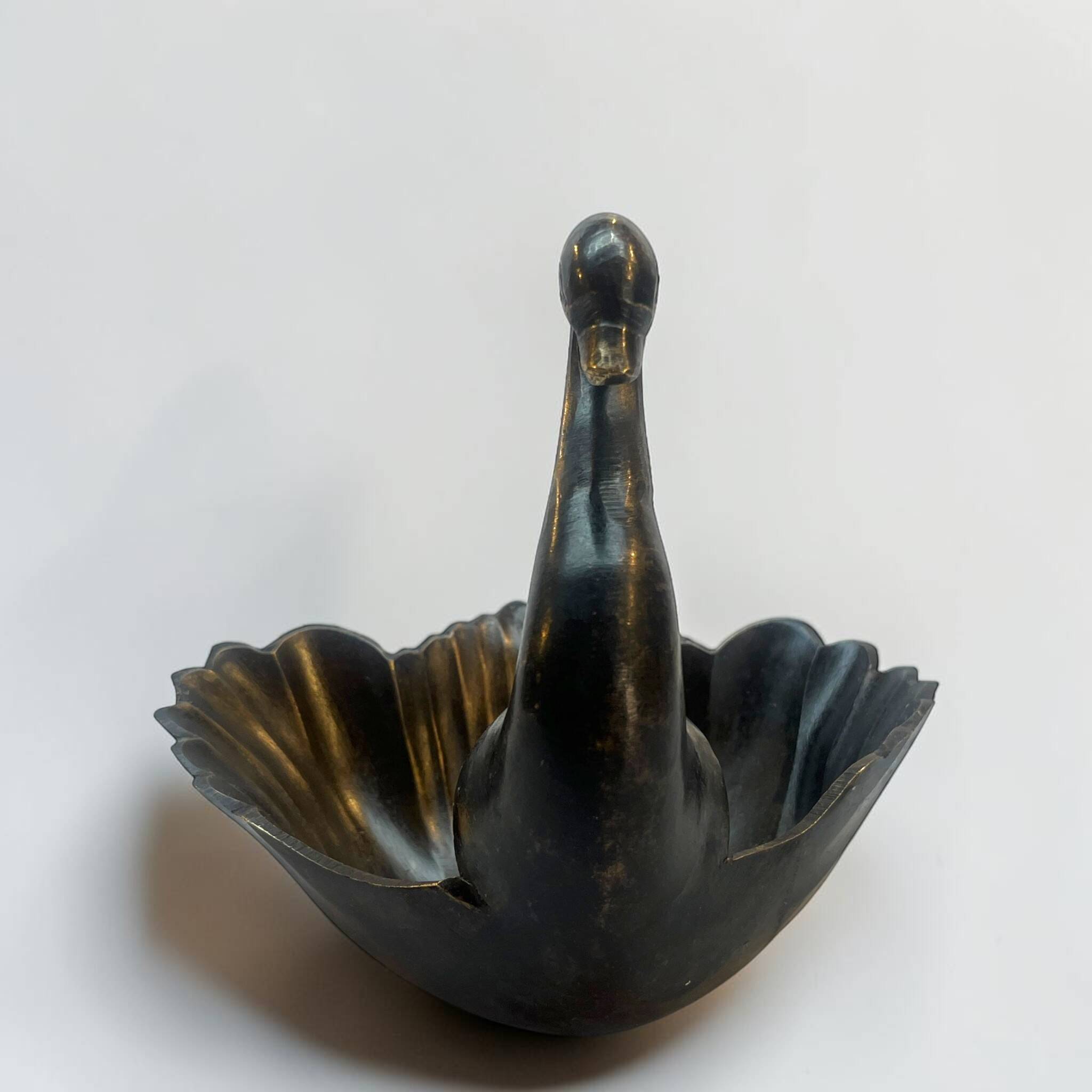 Bronze swan trinket dish bohemian chic trinket dish