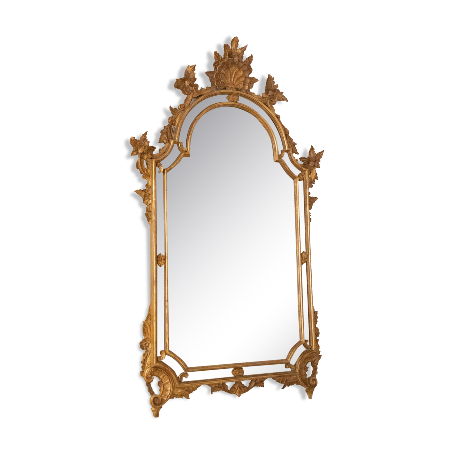 Mirror with wooden glazing beads, gold, 19th century, Italy