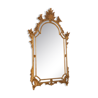 Mirror with wooden glazing beads, gold, 19th century, Italy