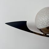 Vintage brass and opaline wall lamp, Arlus, France 1960s