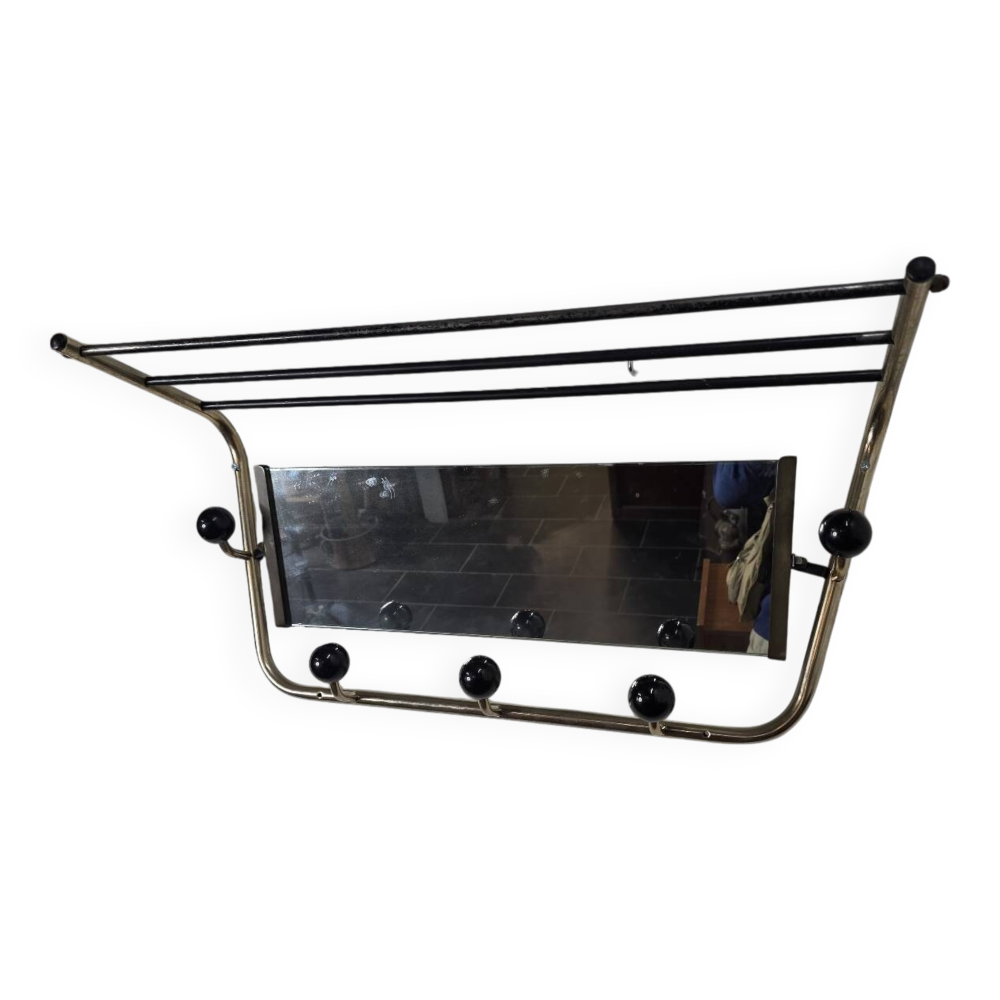 Vintage coat rack with pivoting mirror from the 60s