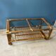 Vintage rattan and glass coffee table