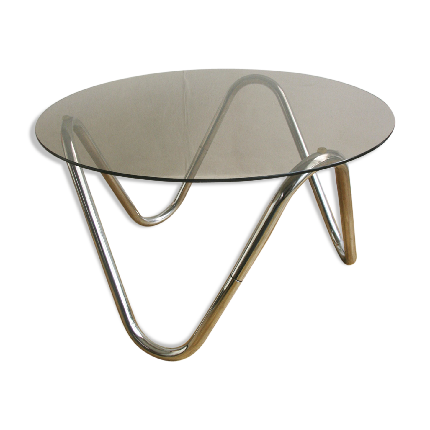Table basse à pied serpent chromé des années 70