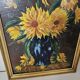 Tableau Huile sur Isorel - Bouquet aux fleurs jaunes Signé Rervillard