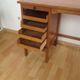 Vintage 1950s oak desk with sliding curtain.