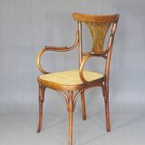 Kohn No. 196 curved wood bistro armchair, new cane