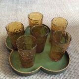 Series of 6 amber glasses