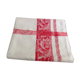 Red and white damask tablecloth
