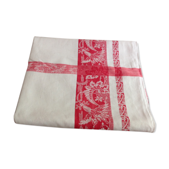 Red and white damask tablecloth