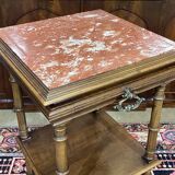 Guéridon Henri II en noyer et dessus marbre début XXème