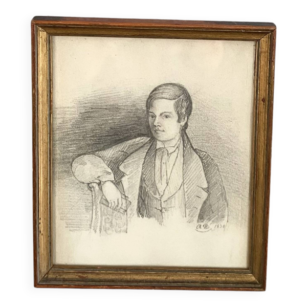 Portait à la mine sous verre, circa 1900