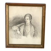 Portait à la mine sous verre, circa 1900