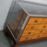 Vintage British maple & oak haberdashery cabinet or shop counter, 1930s