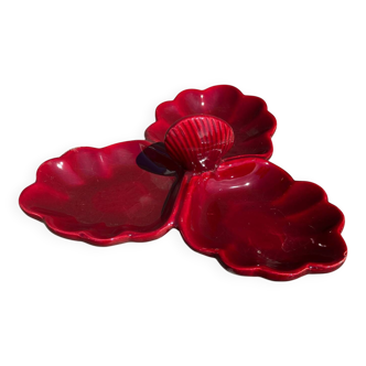 Coupe en Céramique Bordeaux Trilobée années 50 Forme coquillages