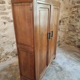 French Art Deco Wardrobe – 1930s – Solid Beech Storage
