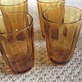 Series of 6 amber glasses