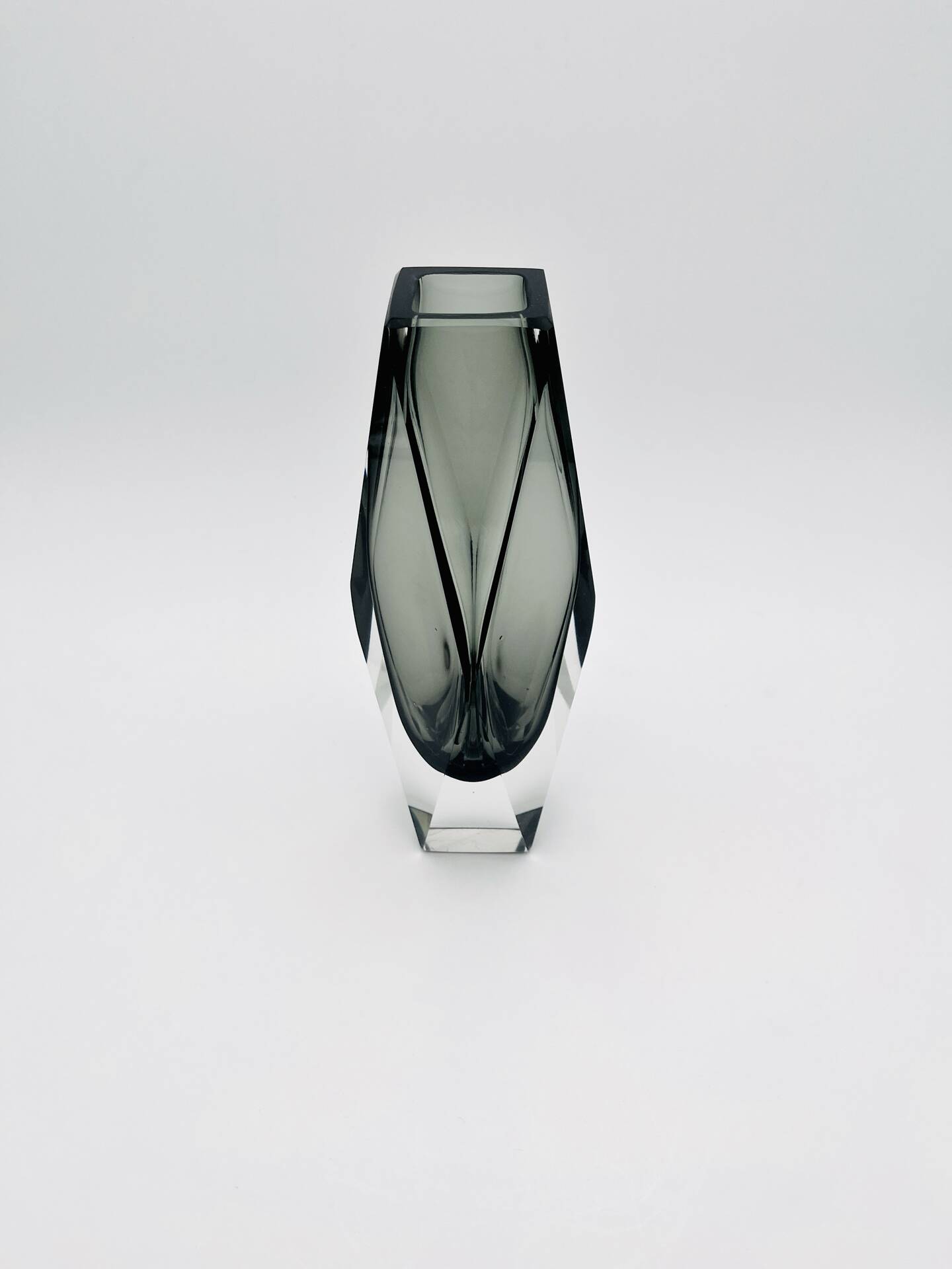 XXL Murano Sommerso Vase Alessandro Mandruzzato 27cm Grey Smoke