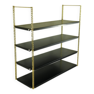 Black and gold metal wall shelf from the 1960s