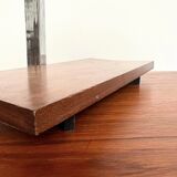 1950s desk lamp with teak base and grey lacquered metal