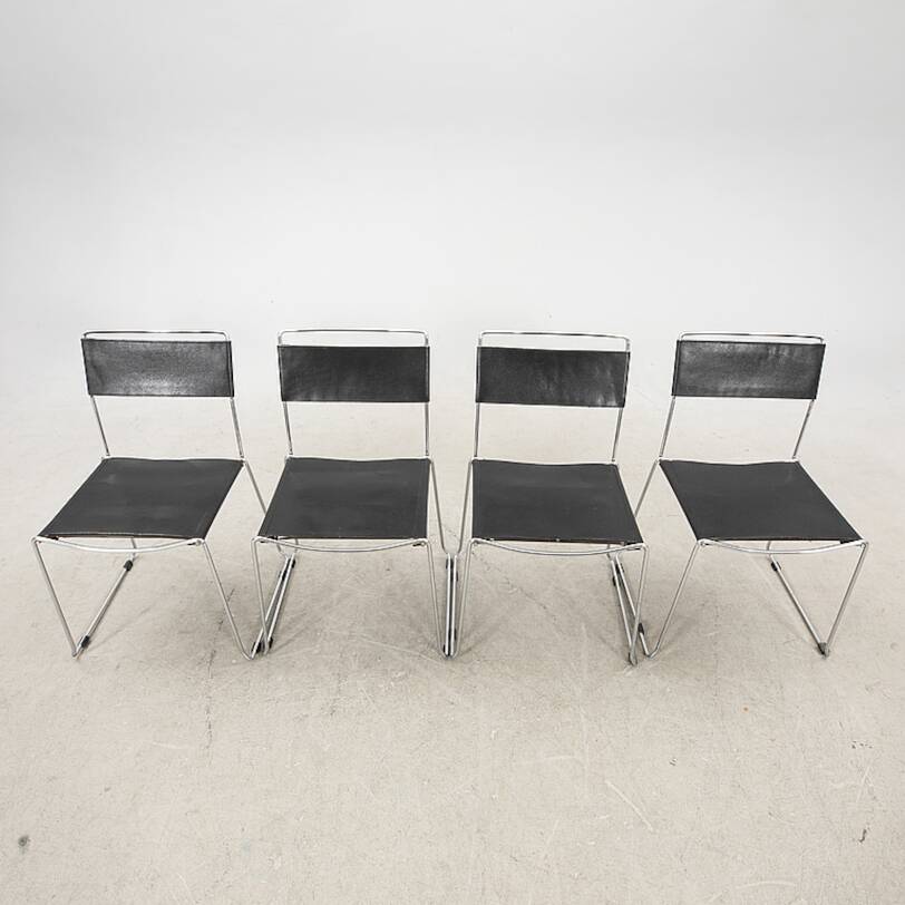 Chair in leather and stainless steel frame 1980 italy