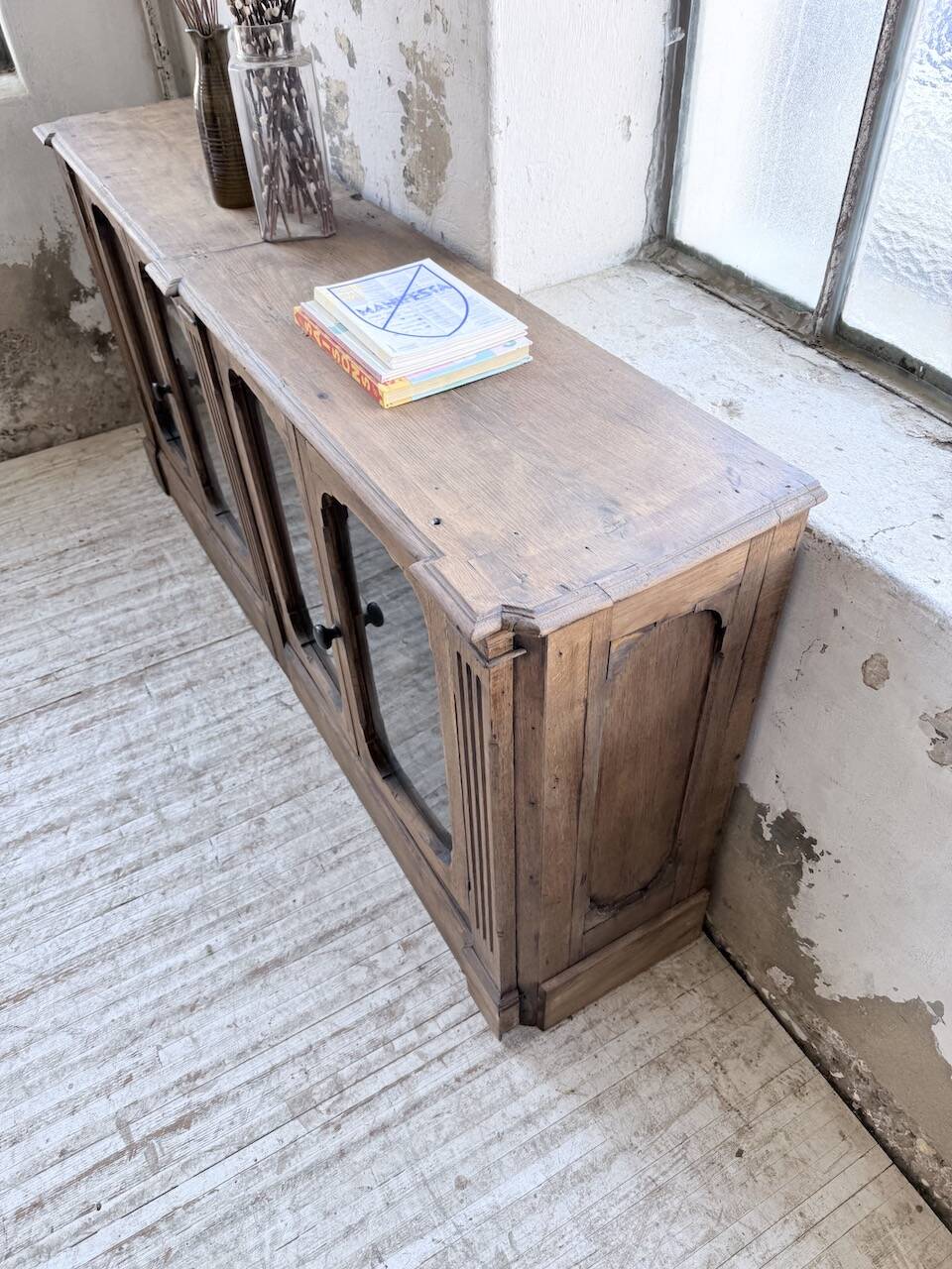 Enfilade display cabinet, solid oak, 1920.