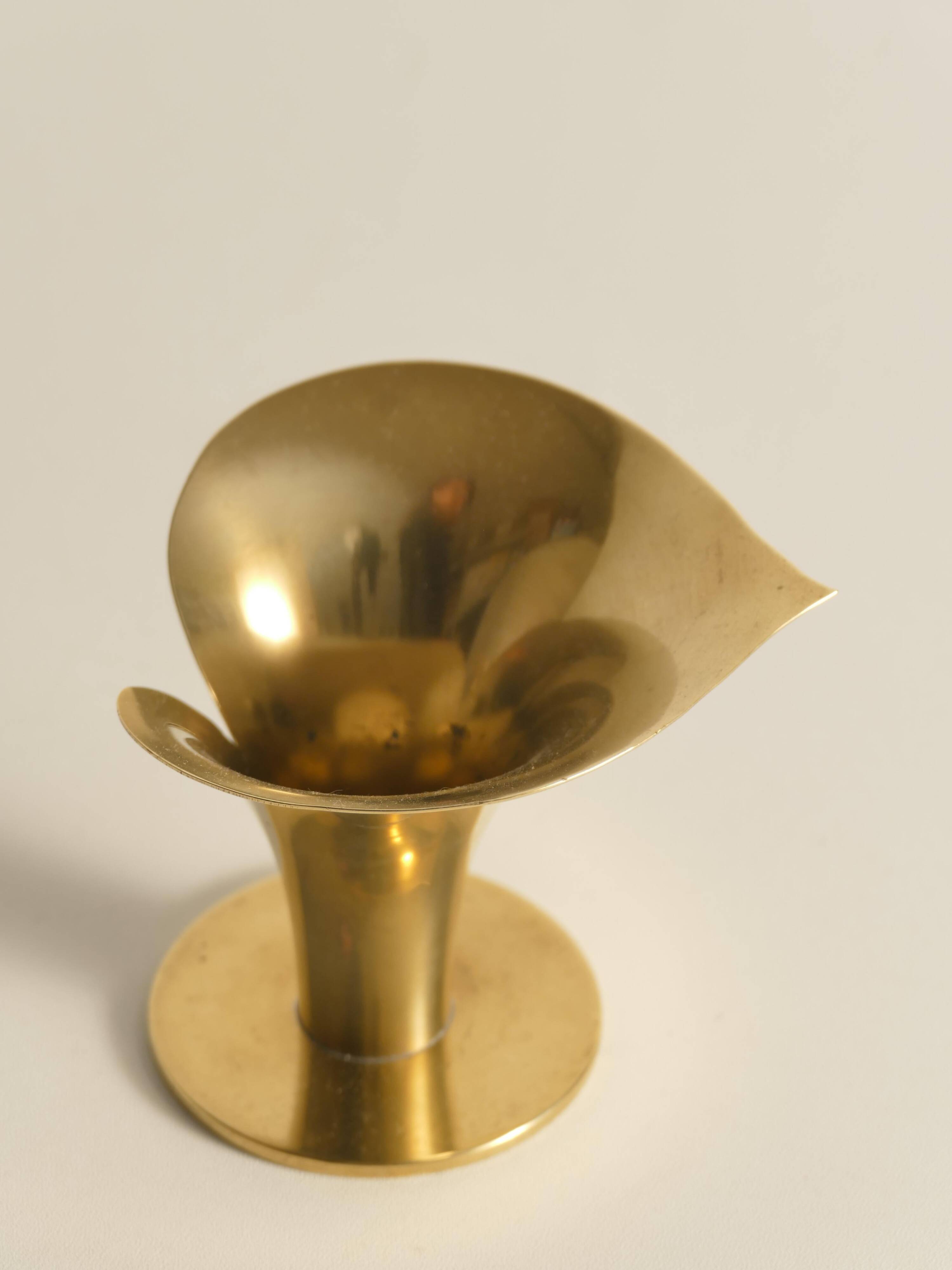 Art Deco Brass Calla Lily Candle Holder by Carl-Einar Borgström for Ystad-Metall