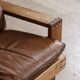 Midcentury Modern Brutalist Lounge Chair In Oak And Leather, Italy 1970s