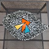 Fruit cut, center of table, ceramic, signed Vallauris, vintage 70s.