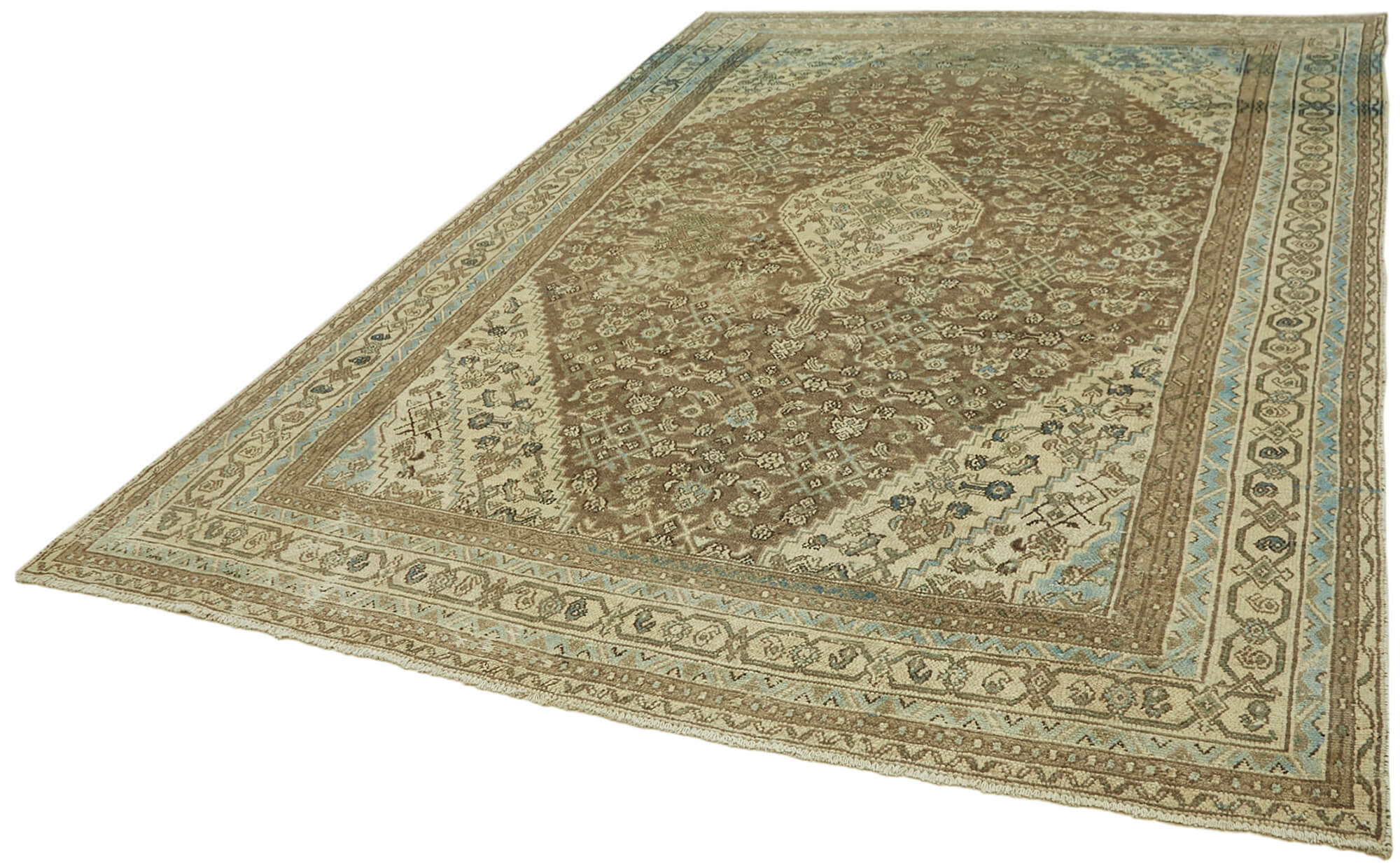 Handmade oriental contemporary 1980s 255 cm x 352 cm beige wool carpet