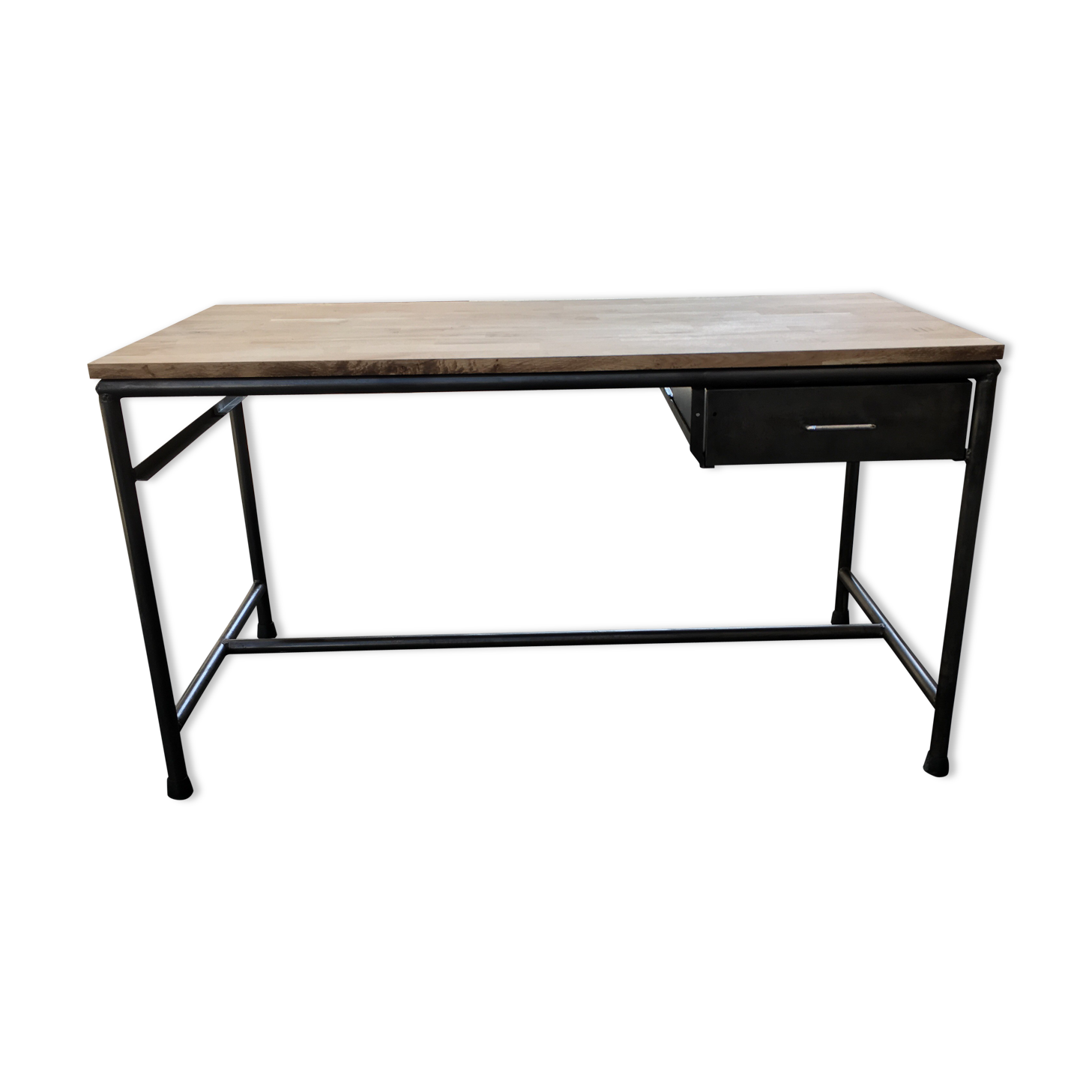 Metal desk on wood circa 1950