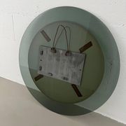 Decorative round wall mirror in smoked glass, Space Age Italian collectible