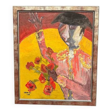 Original Swedish Oil on Canvas - "Matador" by Gösta Lewin (1920–2016)
