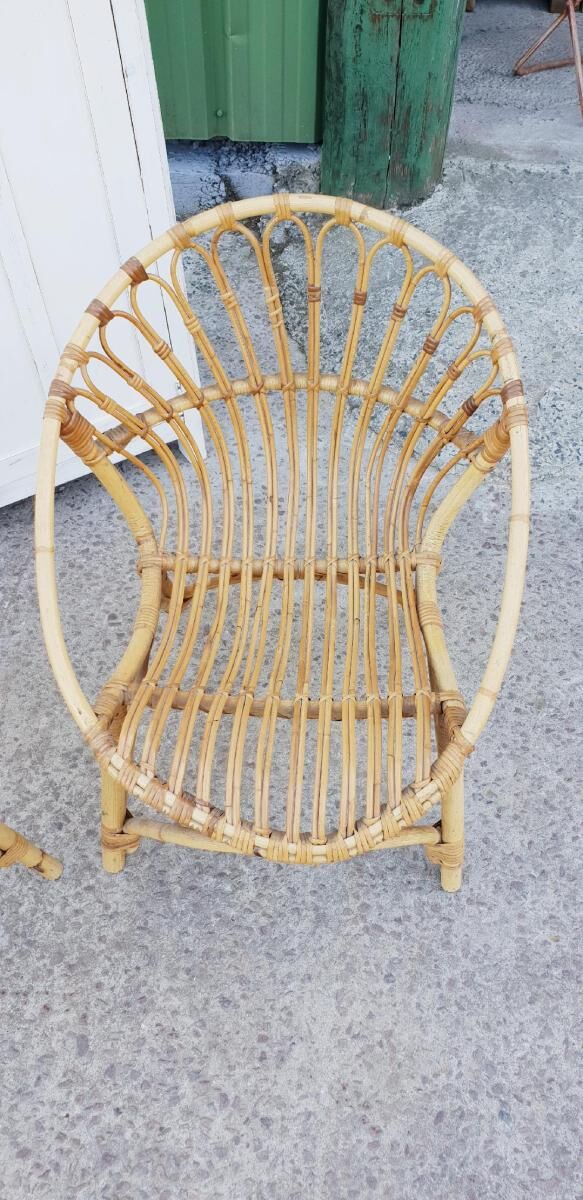 Paire de fauteuils en rotin vintage