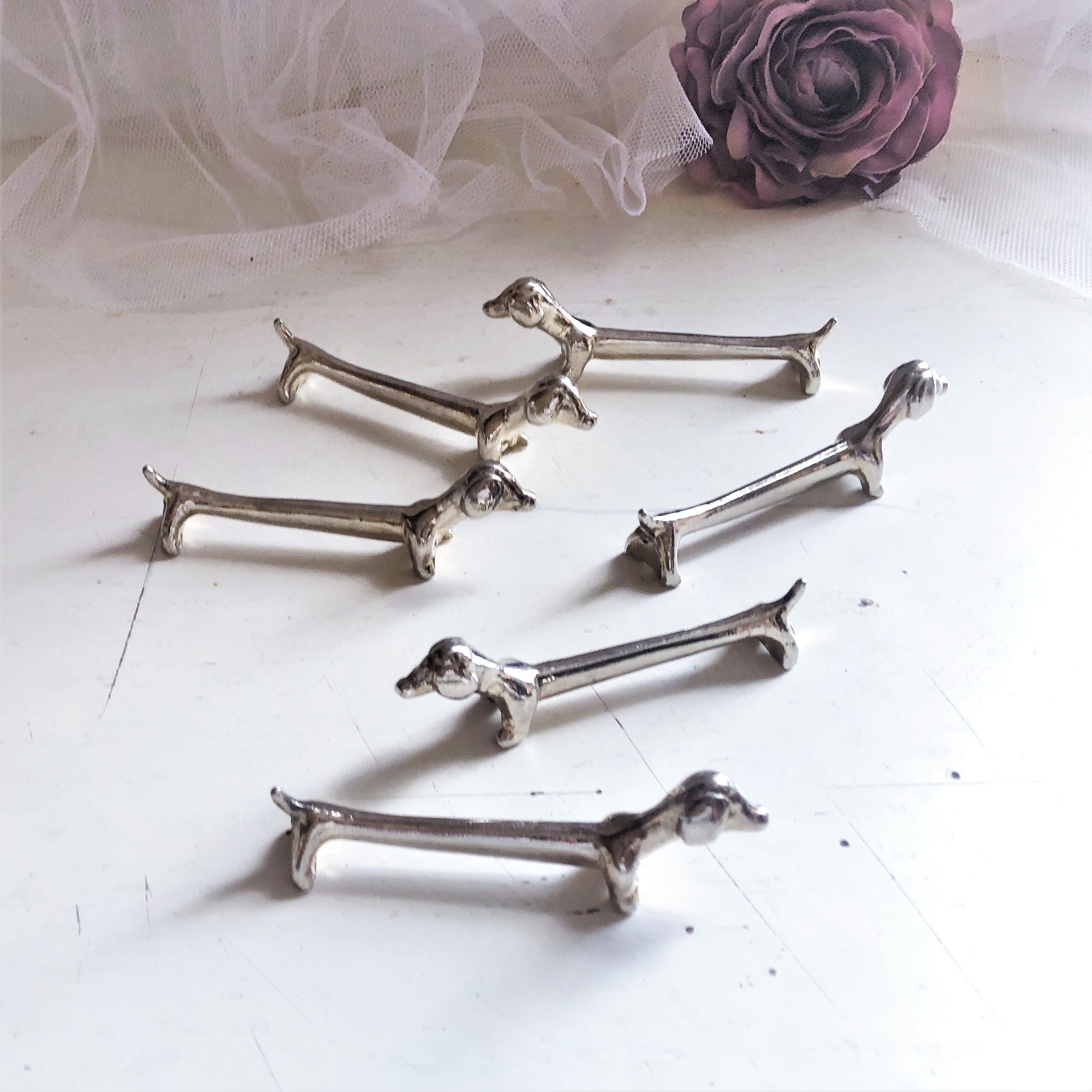 Lot de 6 porte-couteaux en métal argenté