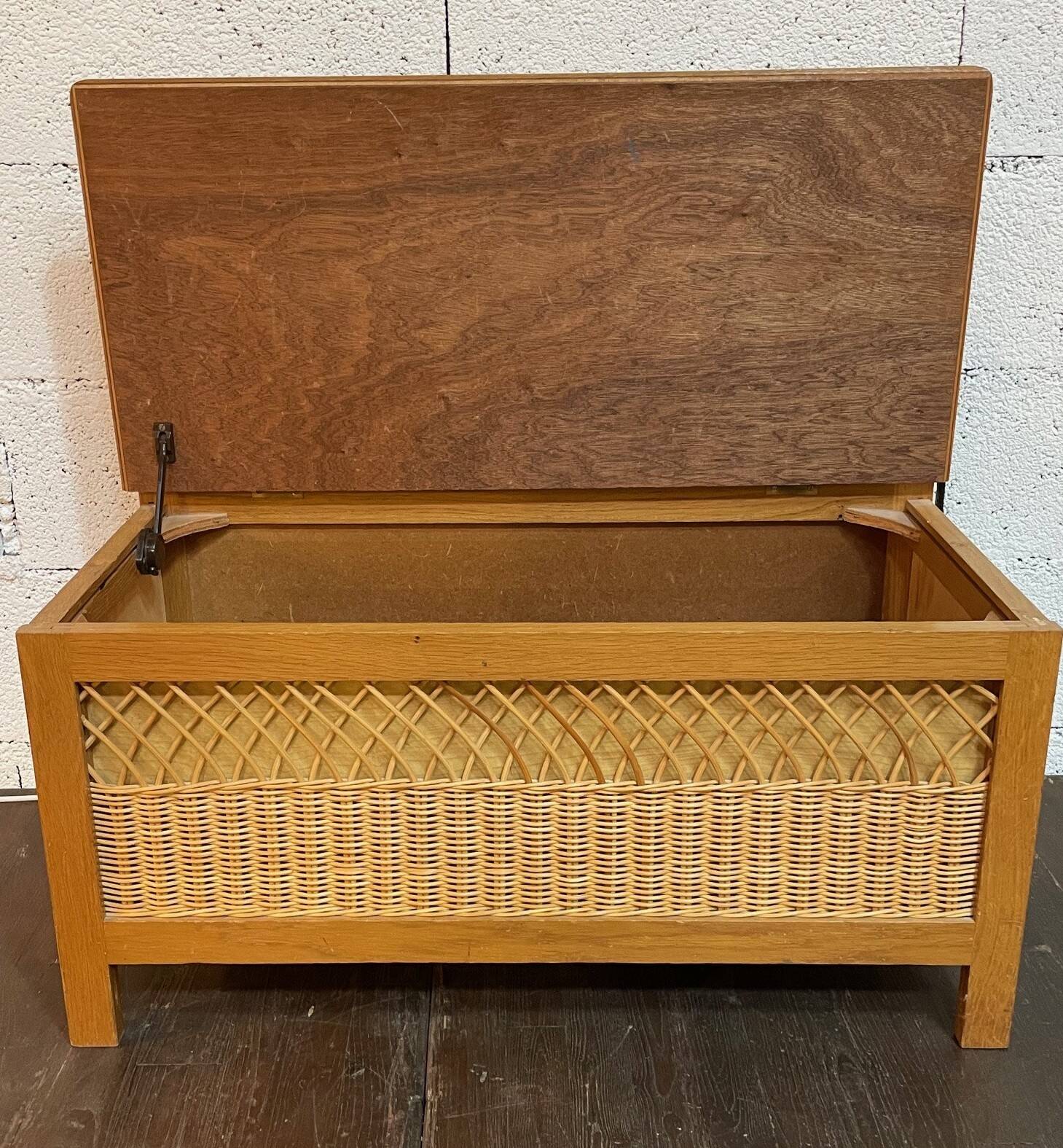 Vintage 1960s rattan toy chest