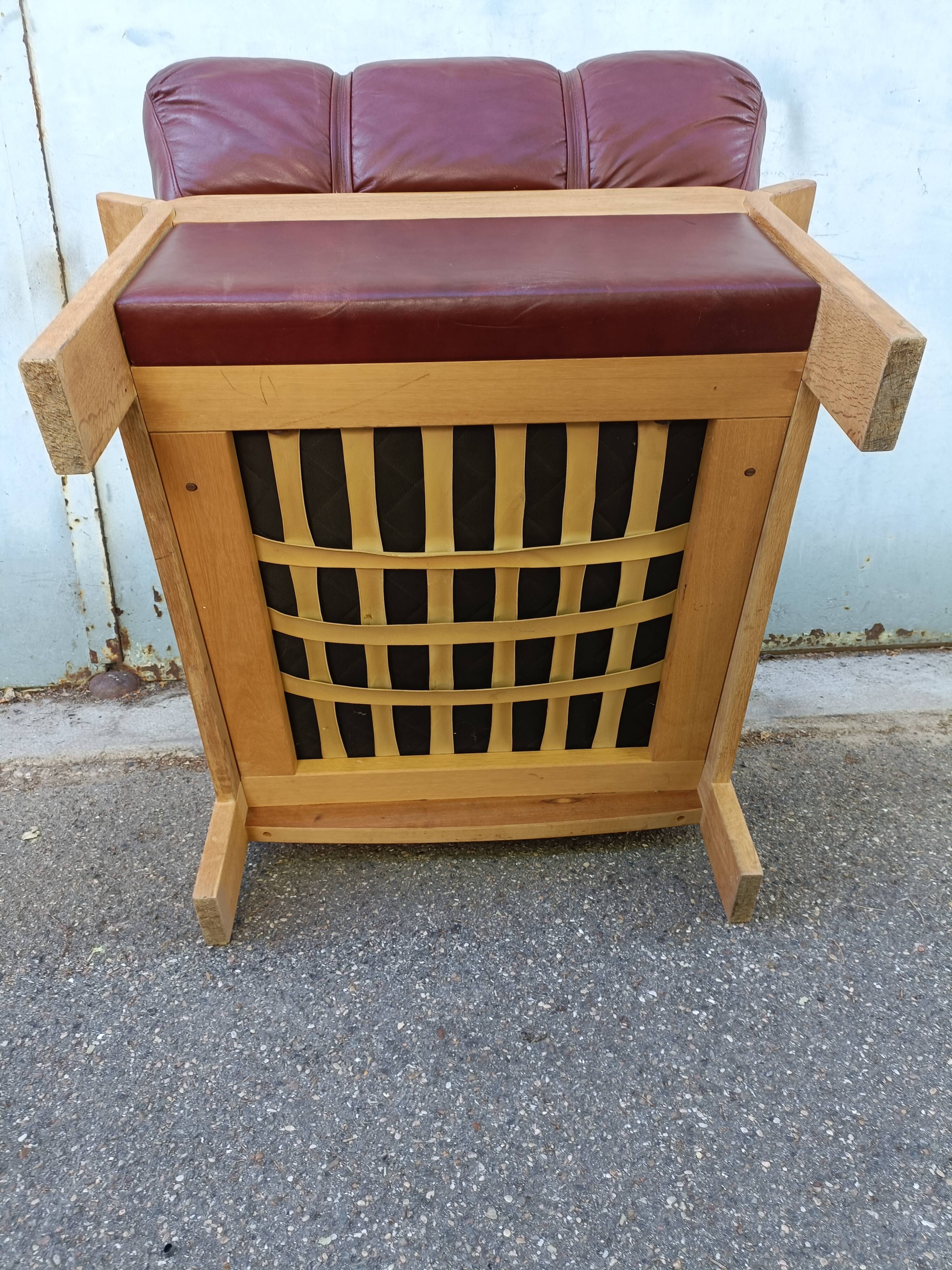 Danish vintage armchair light oak and leather.