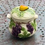 Slurry pattern pears and vintage glazed ceramic grape
