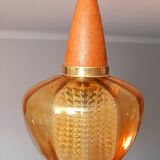 Scandinavian glass and teak pendant lamp